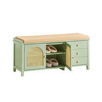 SCHUHBANK Grün - Grün, Holzwerkstoff (100/46/34cm) - SoBuy