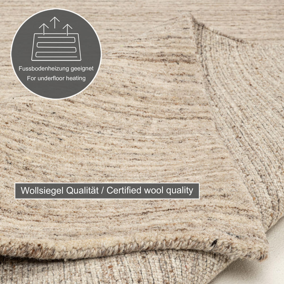 HANDWEBTEPPICH Pure 170x240 cm - Beige, Textil (170/240cm) - THEKO