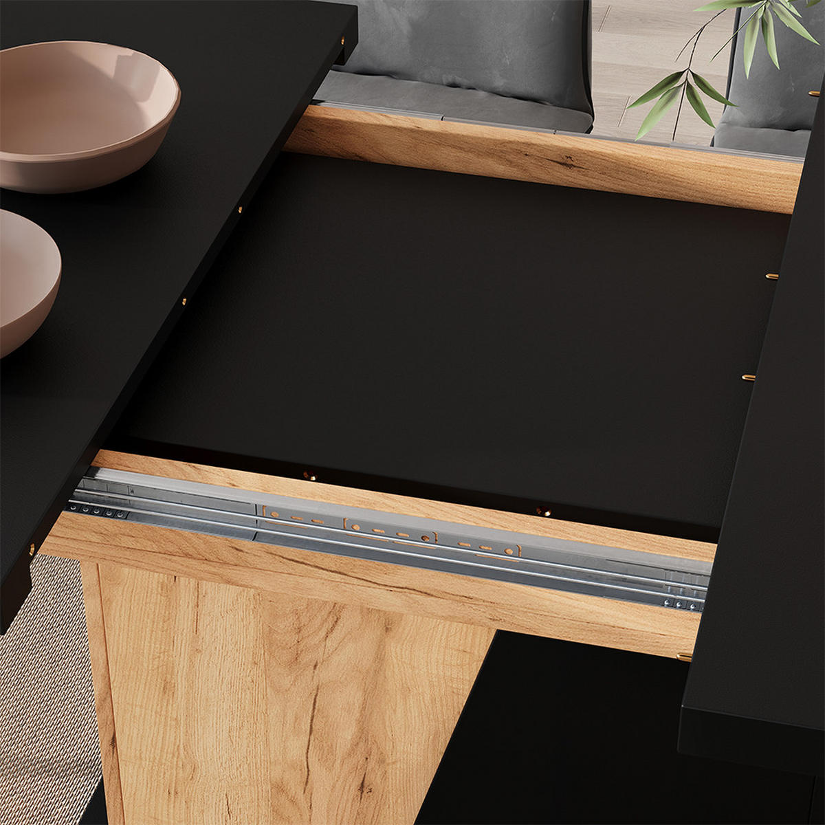 ROZKLÁDACÍ JÍDELNÍ STŮL Fenaro Dub Goldkraft/černá - medově dubová/černá, kompozitní dřevo (80/120/77.3cm) - Vicco