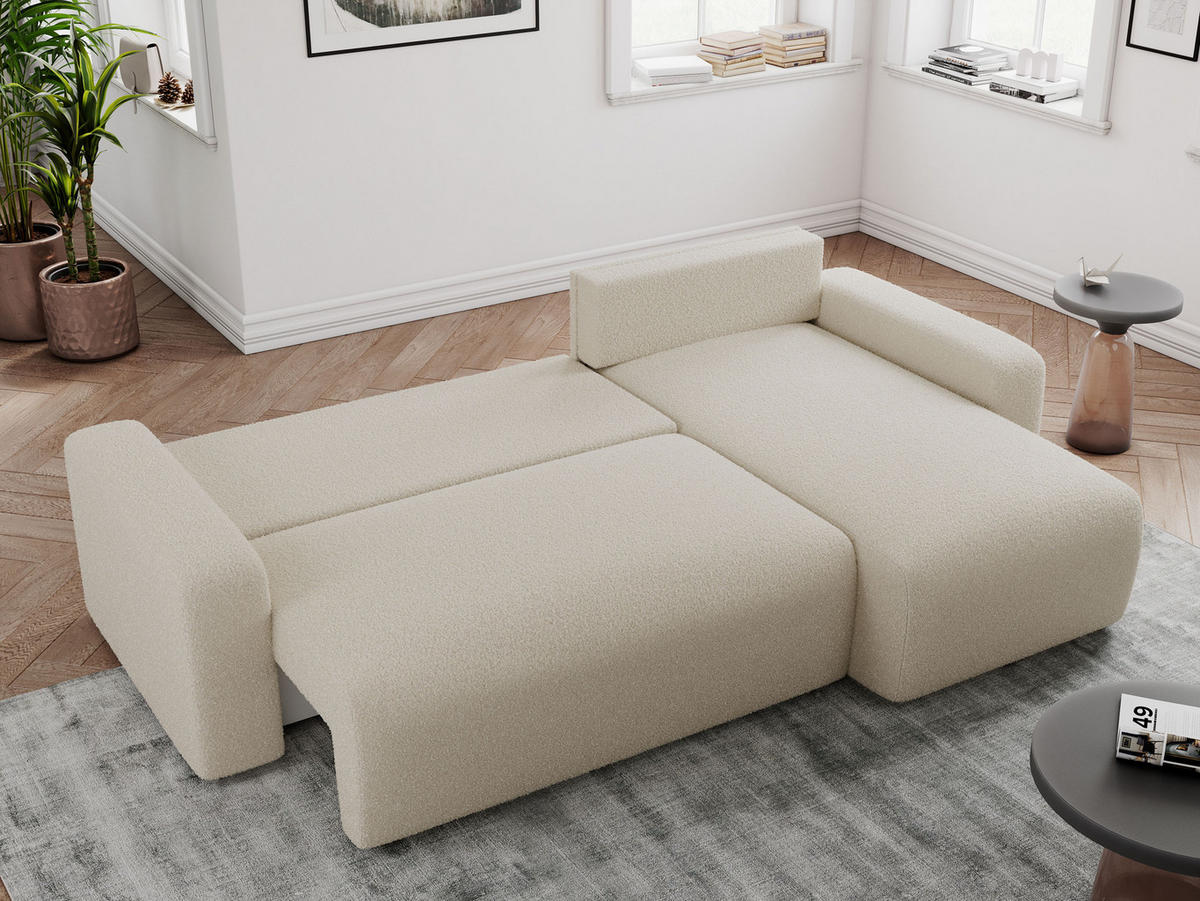ECKSOFA ARGOS Beige Boucle - Beige/Schwarz, Kunststoff/Textil (245/150cm) - MKS