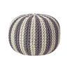 STRICKPOUF rund, grau-creme gestreift, 50/50/40 cm - Grau, Textil (50/40/50cm) - Homescapes