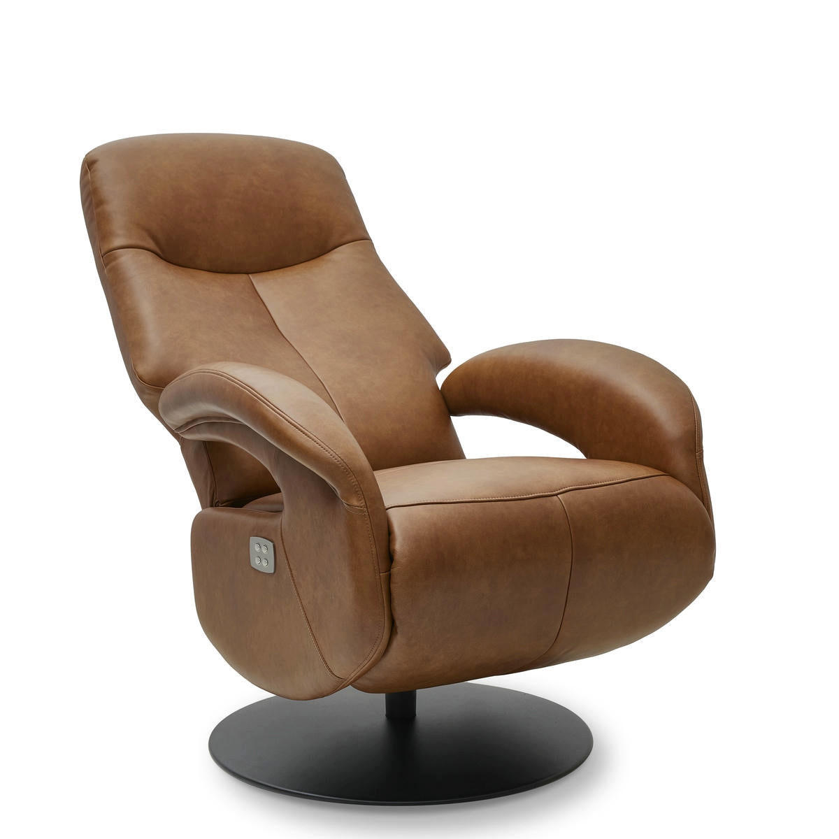 RELAXSESSEL Echtleder Cognac Braun - Schwarz/Braun, Leder/Metall (79/115/85cm) - Furnhouse