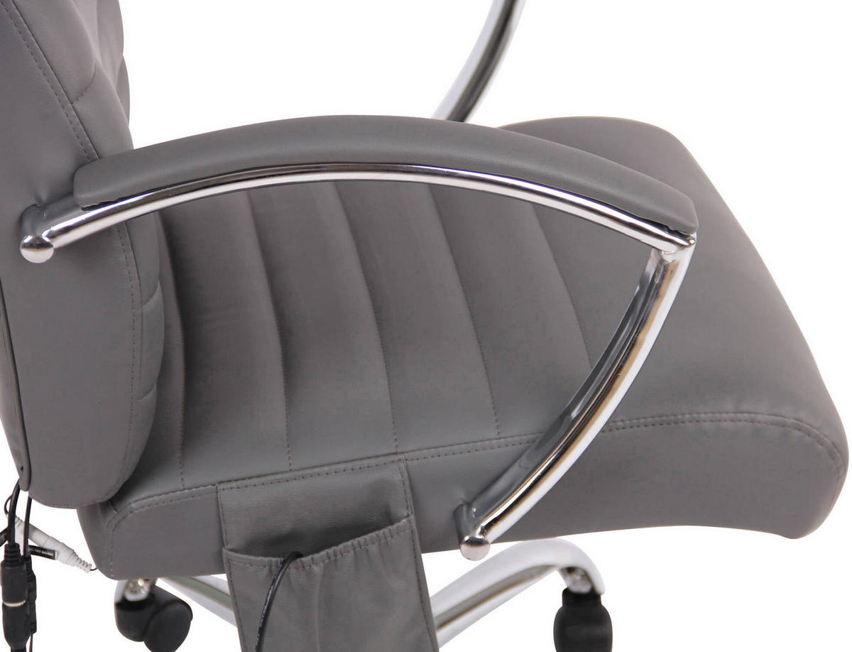 BÜROSTUHL Vallon, Kunstleder mit Massagefunktion Grau - Grau, Kunststoff/Textil (58/123/72cm) - TPFLiving