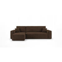 ROHOVÁ pohovka CALIFORNIA MINI levá hnědá manšestr Poso 6 - funkce spaní, úložný prostor - hnědá, textil (245/140cm) - Cornero