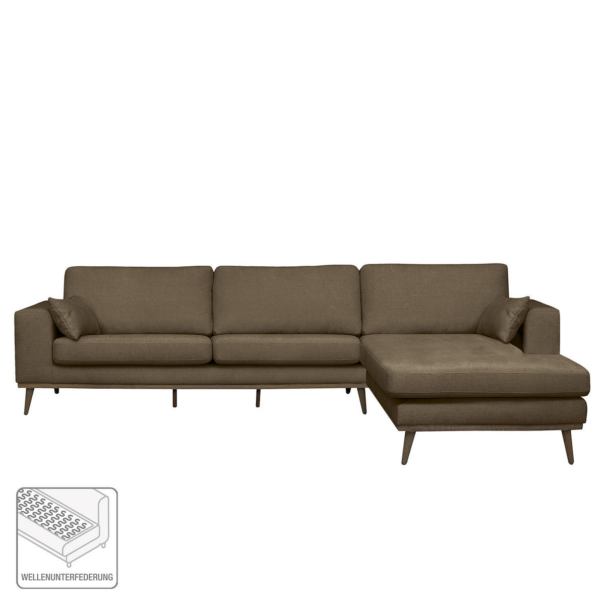 ECKSOFA mit Longchair - Eichefarben/Beige, Textil (281/153cm) - home24