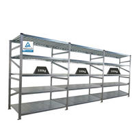 FACHBODENREGAL Proximo Stecksystem 200x450x80cm 5 Ebenen Fachlast 130 kg Beidseitig nutzbar Verzinkt - Silberfarben, Metall (450/200/80cm) - PROREGAL