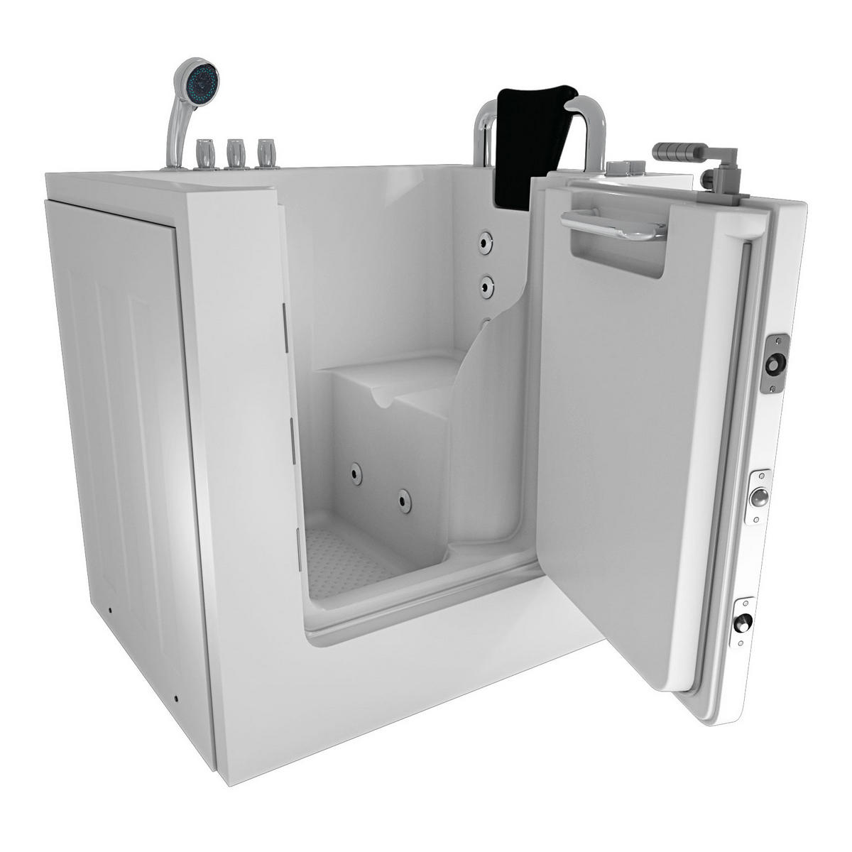 SITZWANNE Whirlpool mit Tür S02WP-TH-C-R - Weiß, Glas/Kunststoff (100/113/78cm) - AcquaVapore by Sandra Jentho