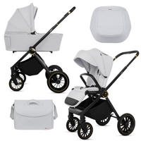 KINDERWAGEN Rosso 2in1 Silber Babywanne, Buggy Sportsitz, Faltbar, Wickeltasche - Silberfarben/Schwarz, Textil/Metall (58/100cm) - BabyLux
