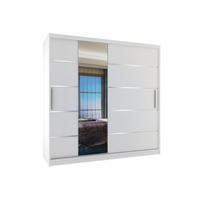 BELINI Verona MBP – posuvné skrine, 200 cm, biela, matná – šatník so zrkadlom a 2 zásuvkami, do spálne - biela, drevo (200/216/60cm) - B BELINI GROUP