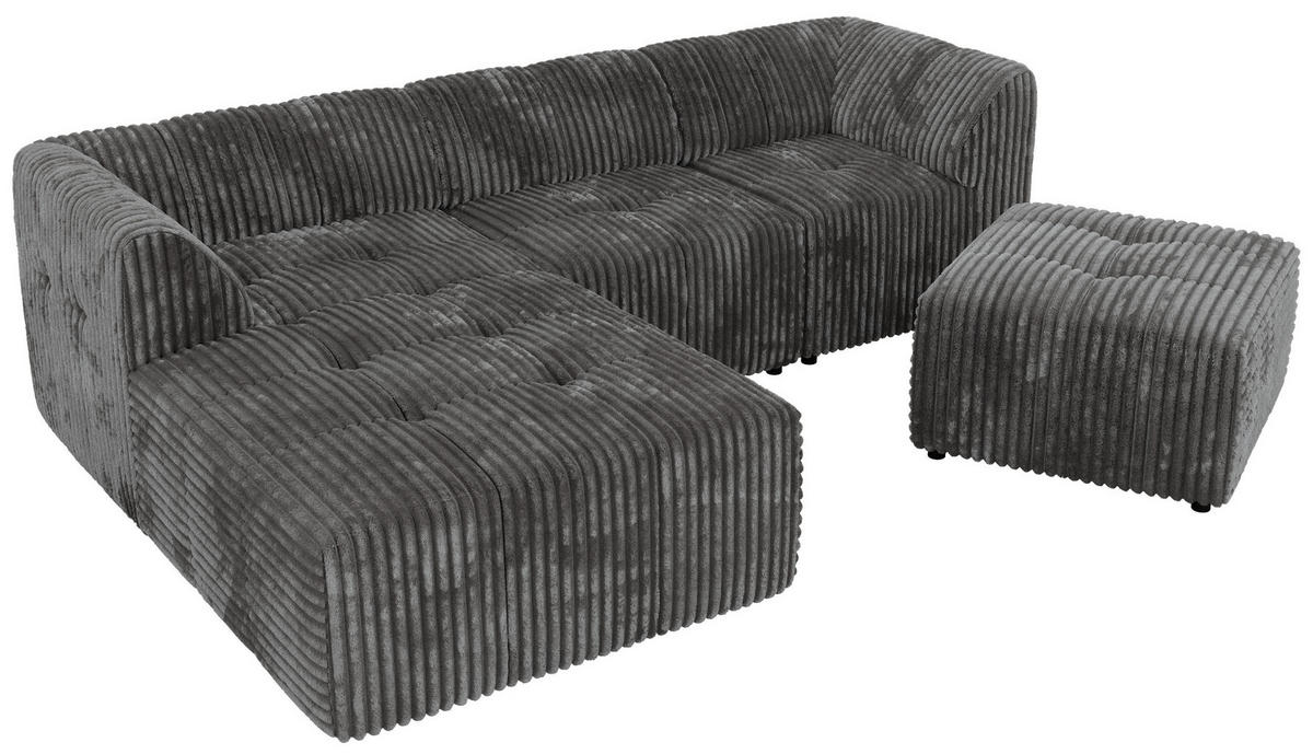ROHOVÁ SEDAČKA VORITA L 4M - Šedá Manšestr - Vlevo - šedá/černá, textil/plast (267/176cm) - MKS