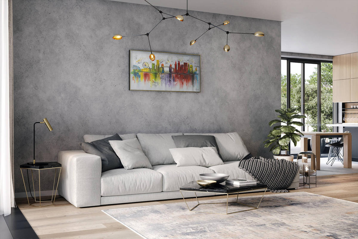OLEJOMAĽBA 120/60 cm, Mesto a architektúra - sivá, drevo/textil (120/60cm) - KUNSTLOFT