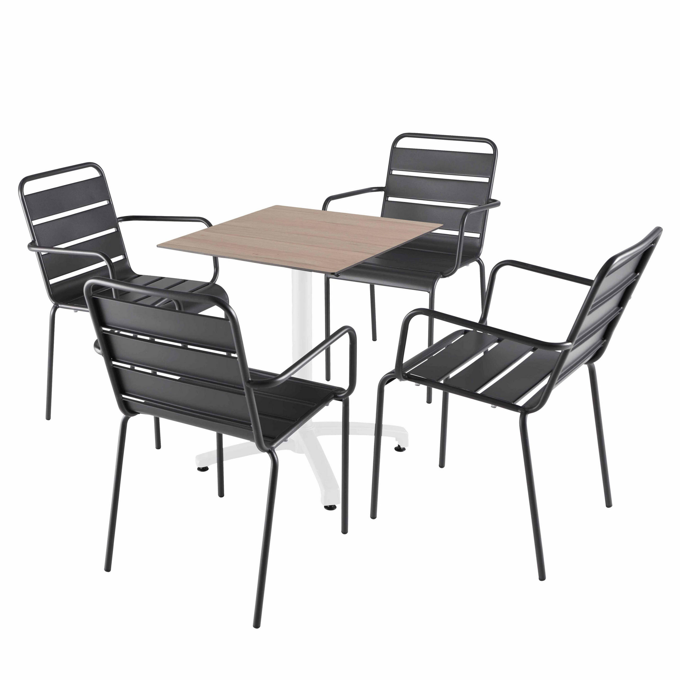 GARTENSET 5-tlg., Helle Eiche und Grau - Grau, Metall - Oviala