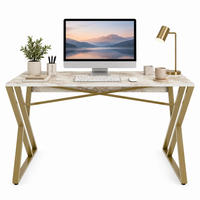 COMPUTERTISCH Gyza Weiss Marmor Gold - Goldfarben/Weiß, Holzwerkstoff (120/60/75cm) - Decorotika