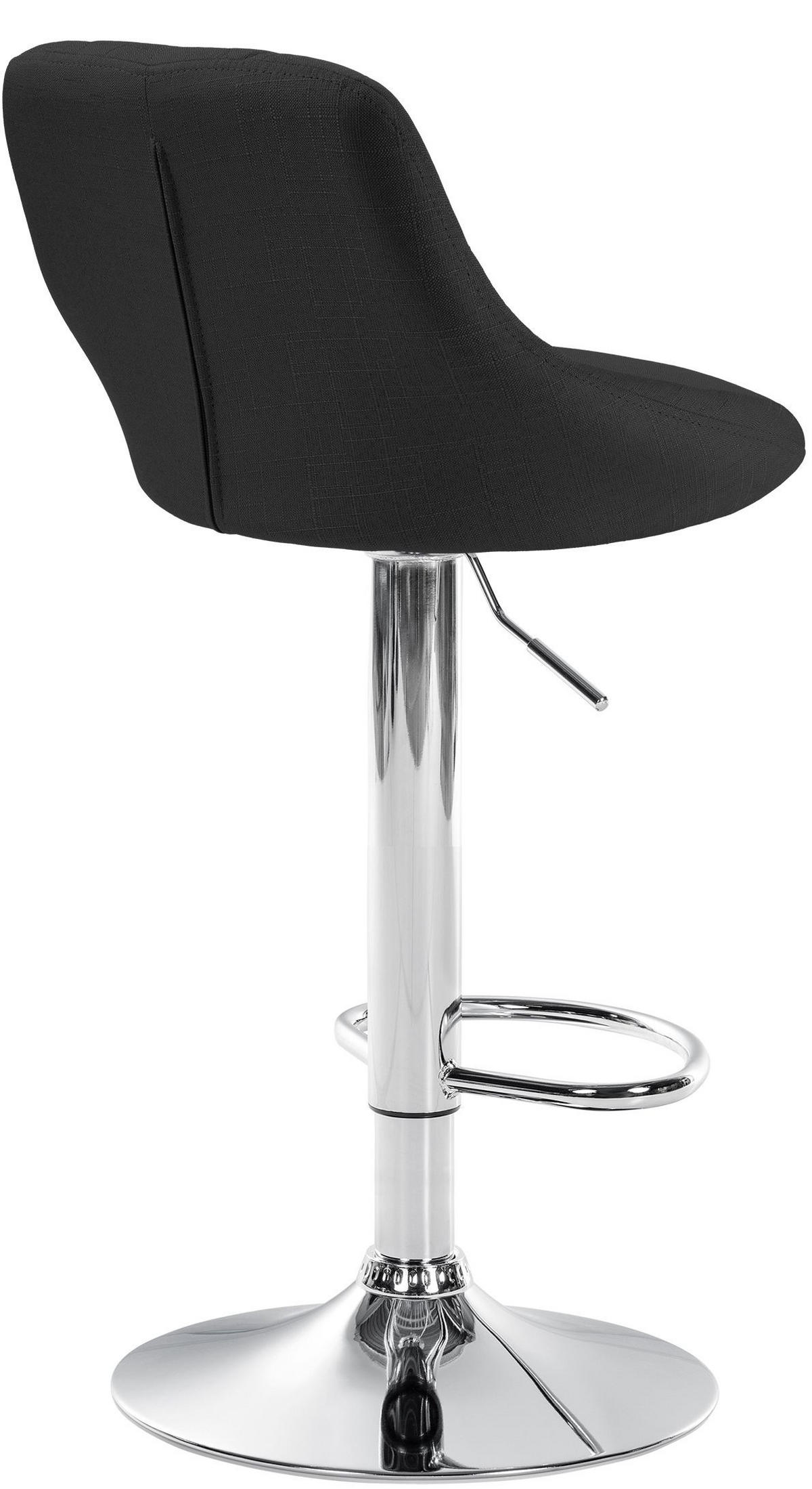 BARHOCKER Stoff schwarz - Chromfarben/Schwarz, Textil/Metall (46/83/49cm) - CLP