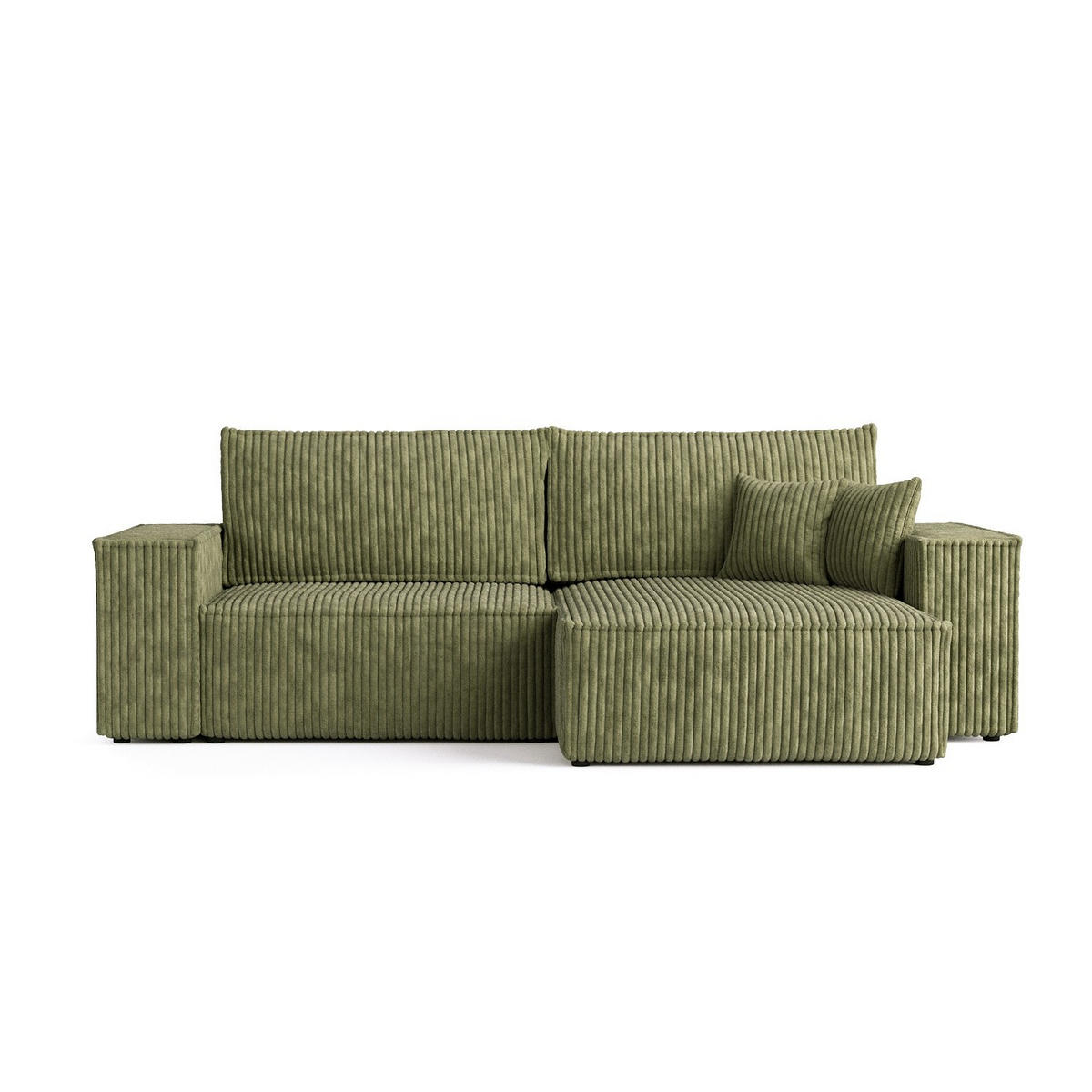 ROHOVÁ SEDAČKA CAVO, textil, Zelená - černá/zelená barva, dřevo/kompozitní dřevo (255/148cm) - AltaBeds