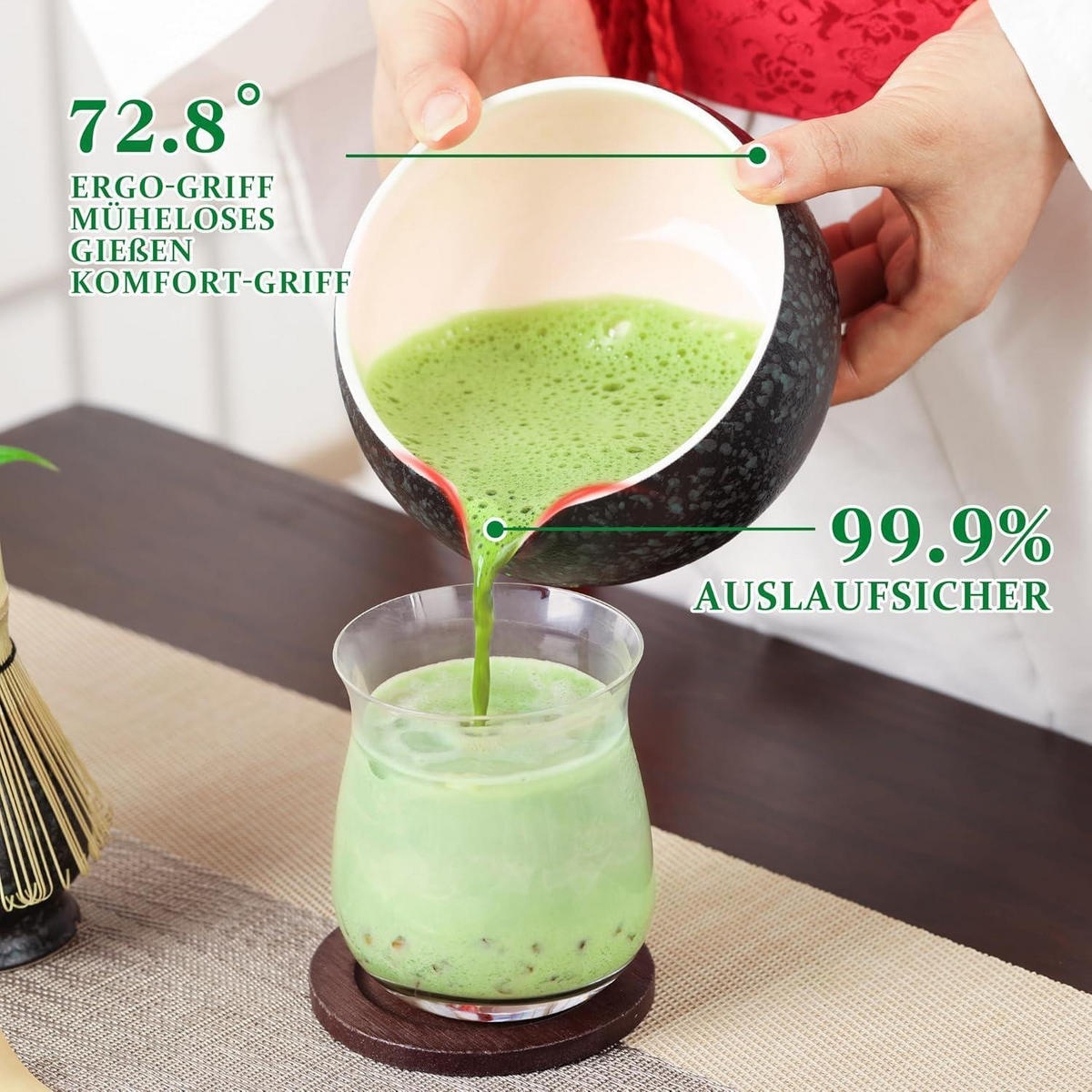 MATCHA Set 5-teiliges Set Schwarz Keramik Bambus - Schwarz, Keramik (15/10/15cm)