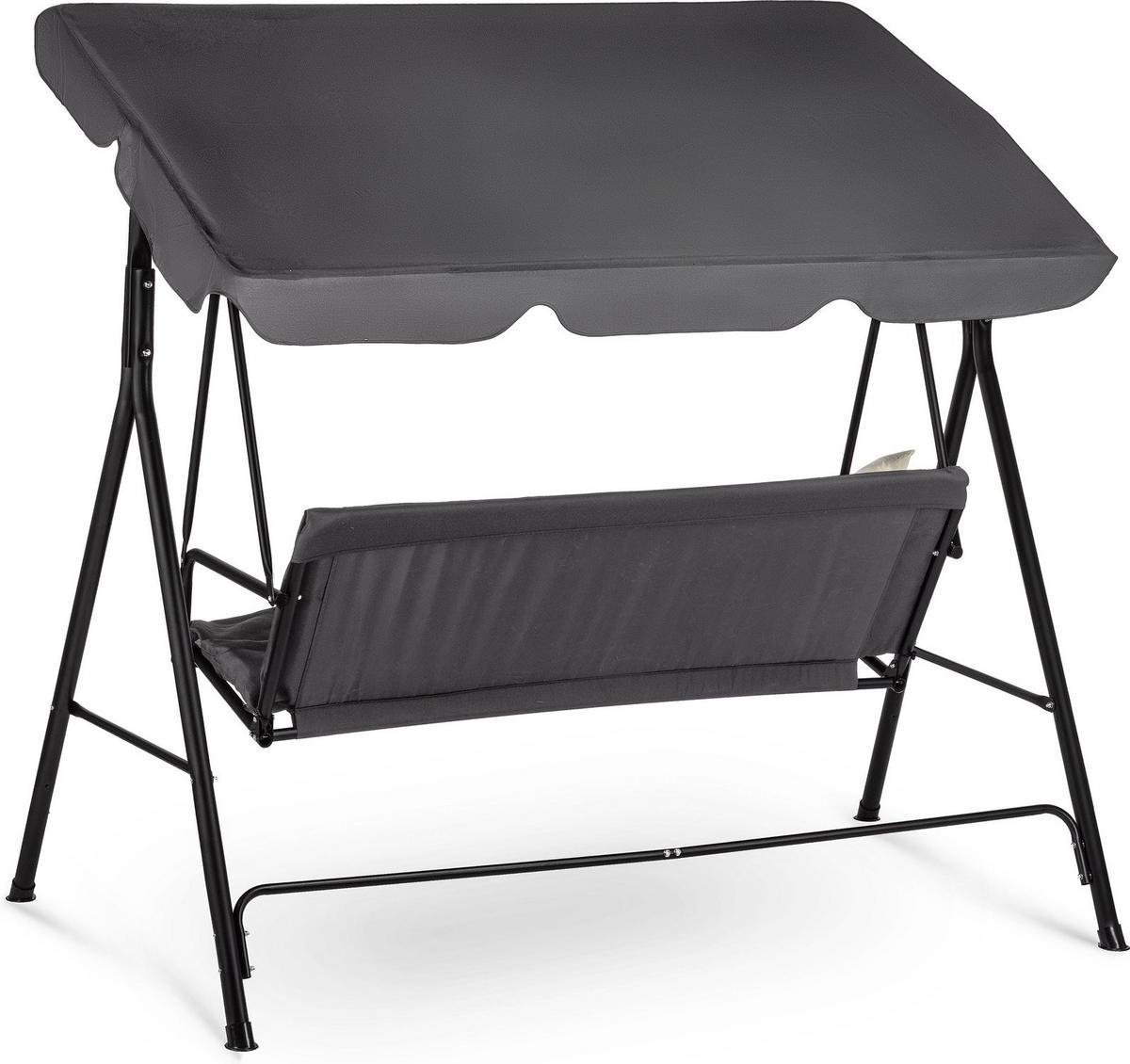 HOLLYWOODSCHAUKEL mit Sonnendach, 170/110/153 cm, 3 Personen, 2 Kissen - Grau, Textil/Metall (170/153/110cm) - Luverno