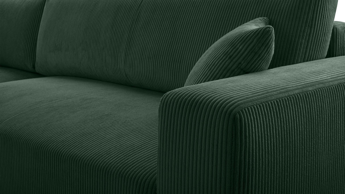 ECKSOFA L Form Catea Dunkelgrün 279/145/84 cm Links mit Schlaffunktion - Schwarz/Grün, Kunststoff/Textil (145/279cm) - AX Living