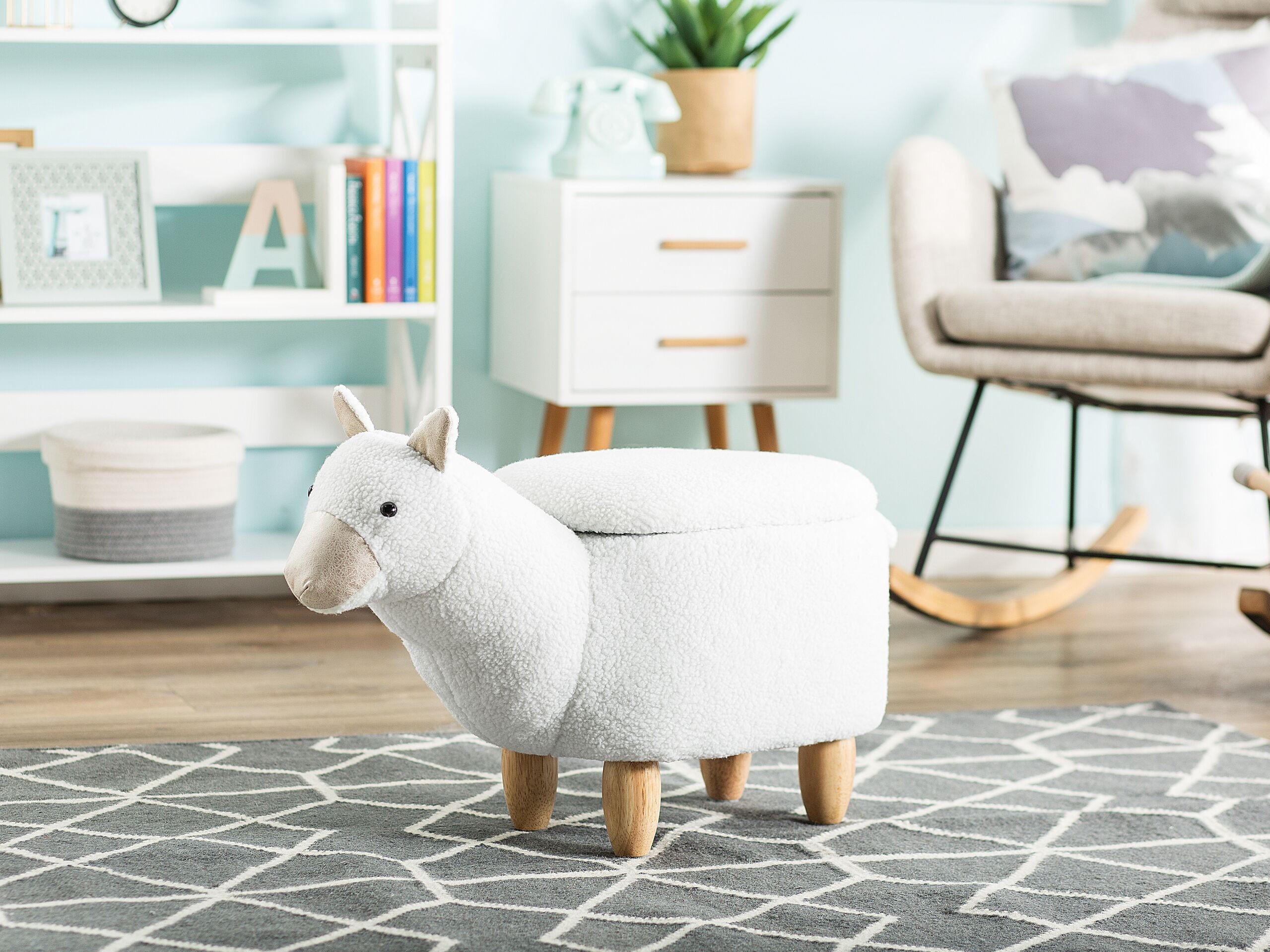 TIERHOCKER Alpaca 30/65/45 cm - Weiß, Textil (65/45/30cm) - Beliani