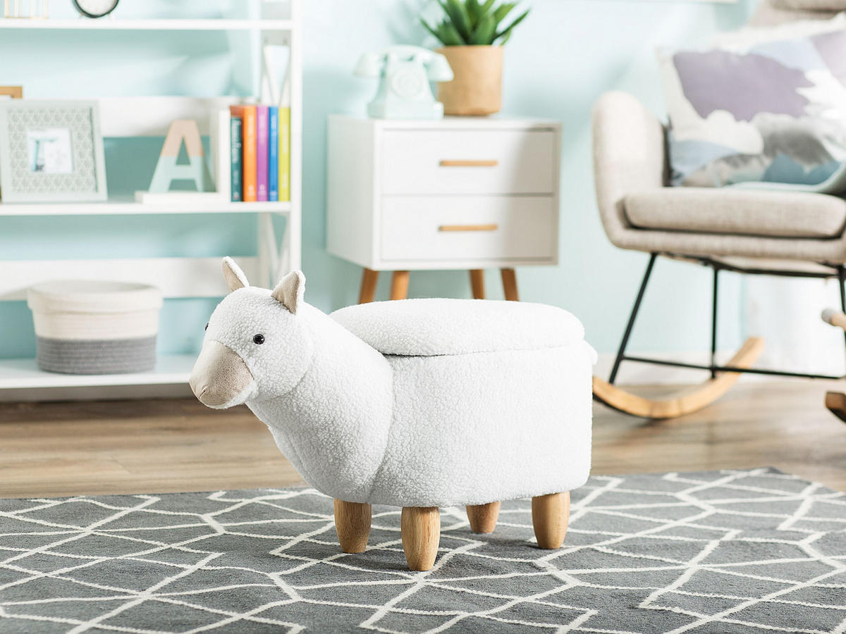 TIERHOCKER Alpaca 30/65/45 cm - Weiß, Textil (65/45/30cm) - Beliani