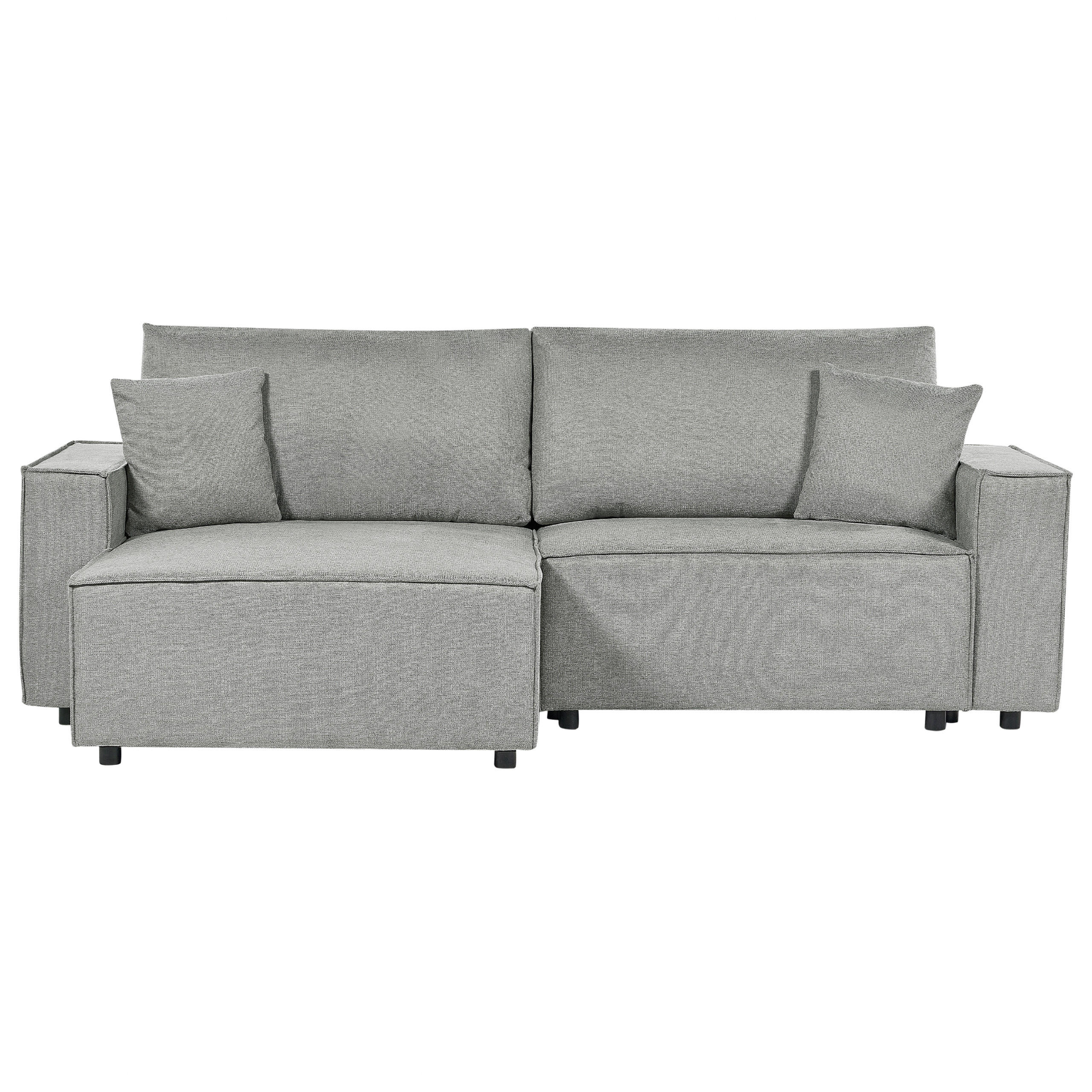 3-SITZER-ECKSOFA grau linksseitig mit Schlaffunktion Stauraum Karila - Grau, Textil (250/150cm) - Beliani