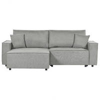3-SITZER-ECKSOFA grau linksseitig mit Schlaffunktion Stauraum Karila - Grau, Textil (250/150cm) - Beliani