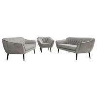 SEDACÍ SOUPRAVA 3+3+1 PIRS - Světle šedá Samet - Černé nohy - černá/světle šedá, kompozitní dřevo/textil (180/75/74cm) - MKS
