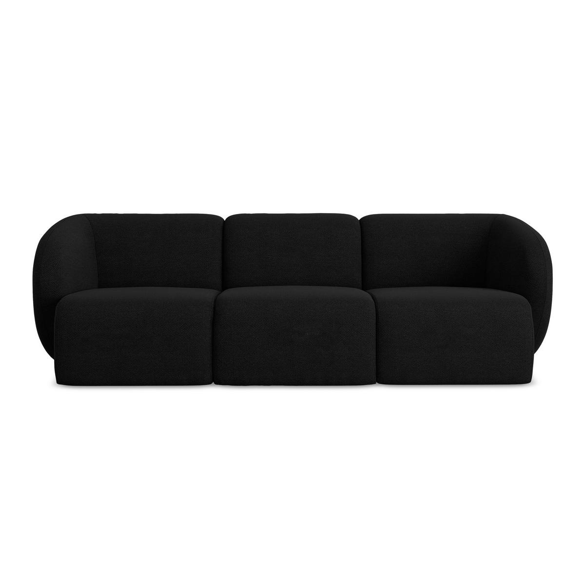 3-SITZER SOFA Bouclé Stoff Schwarz - Schwarz, Holzwerkstoff/Kunststoff (244/75/94cm) - LaMiaSofa