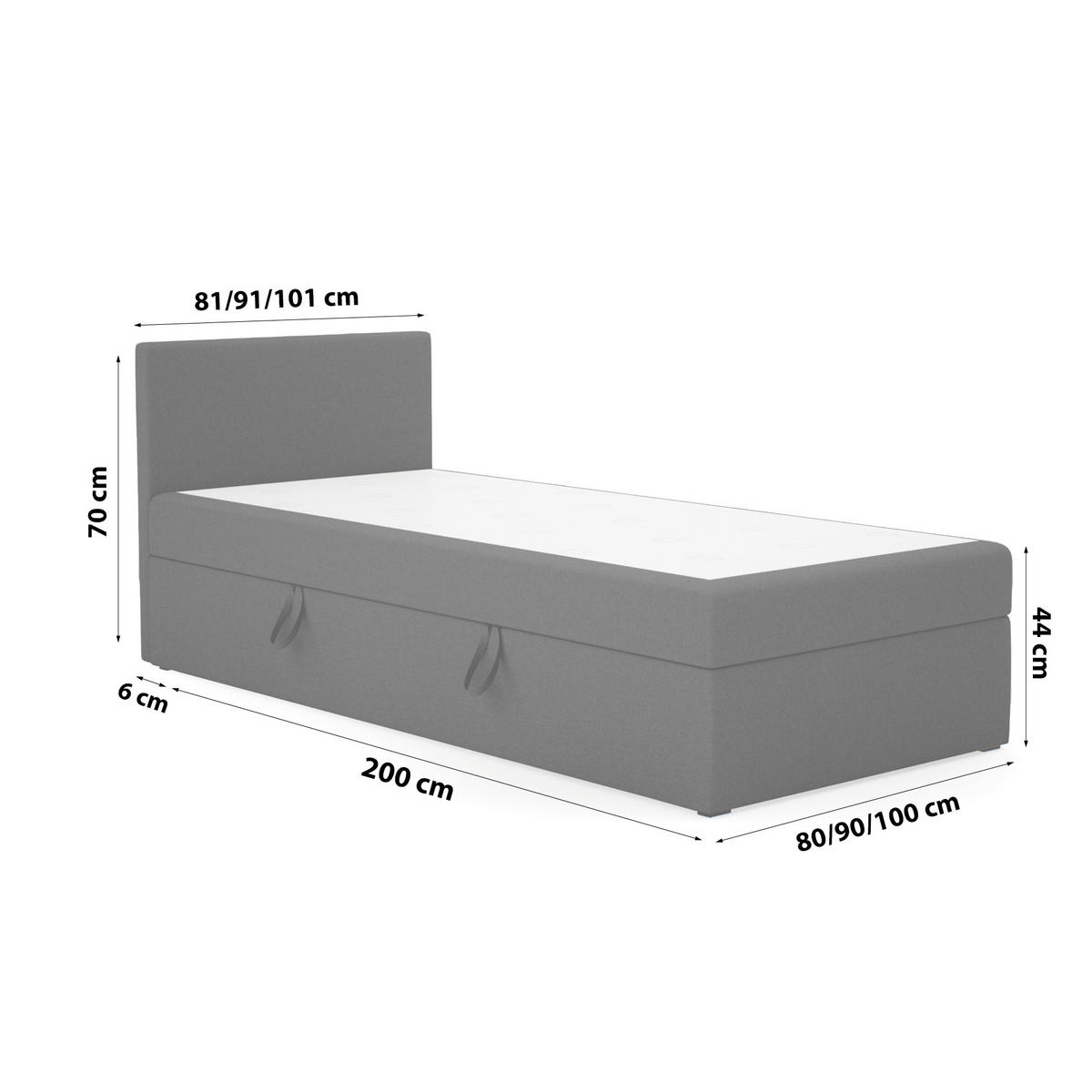 BOXBETT Verdig Mini Basic 80x200 Schwarz Links - Schwarz, Holz (80/200cm) - Fedve