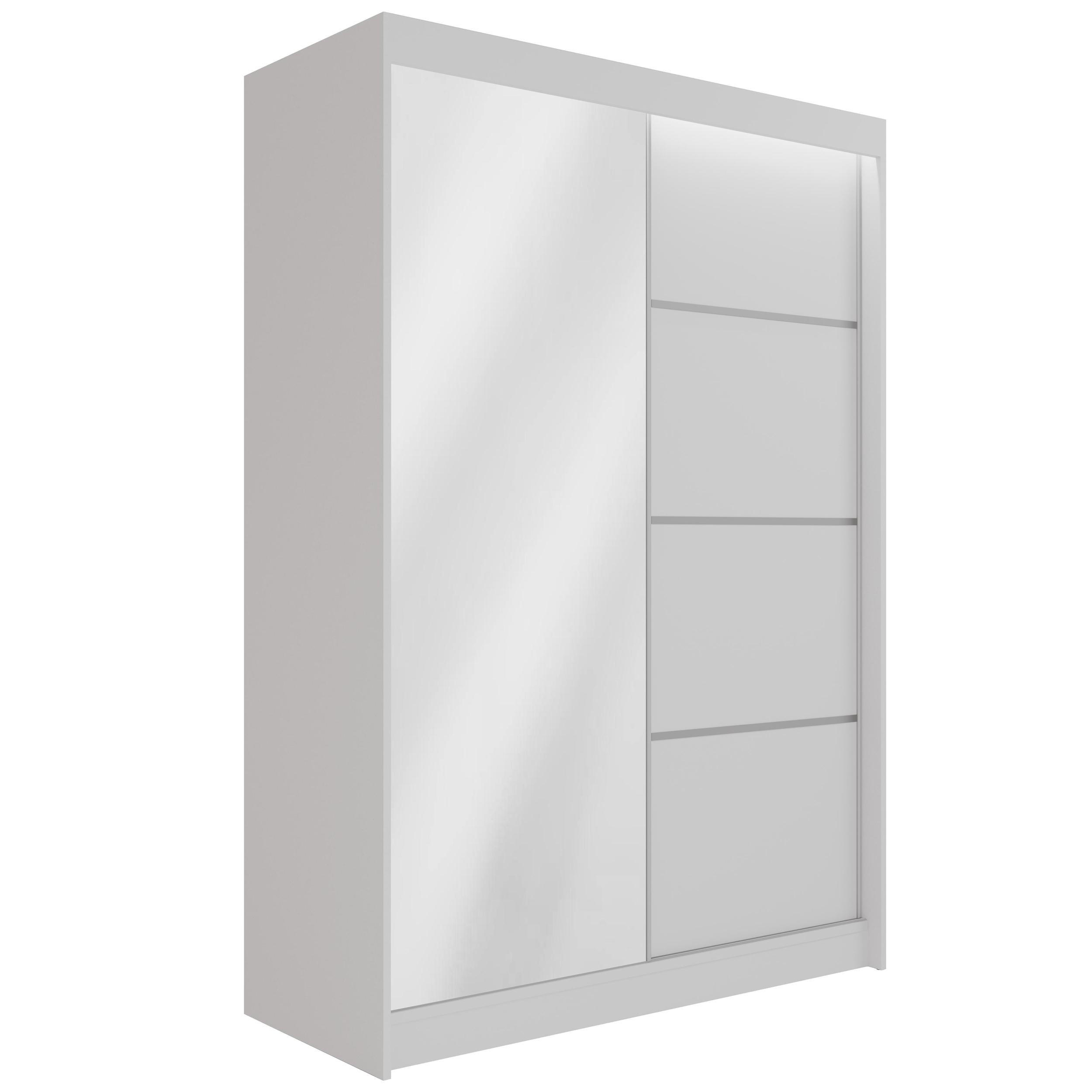 KLEIDERSCHRANK PAOKI mit LED - 120 cm - Weiß - Weiß, Holzwerkstoff (120/215/61cm) - ALTDECOR