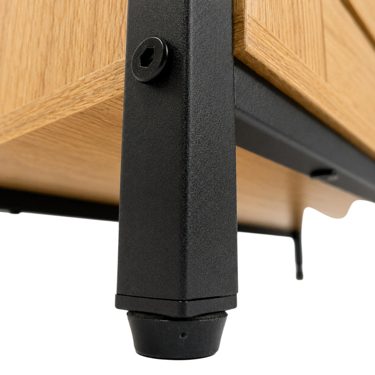 KOMMODE Metall Holzoptik Eiche Schwarz mit Lamellentüren Ablage 70x30x80 cm - Eichefarben/Schwarz, Holzwerkstoff (70/80/30cm) - Begryf