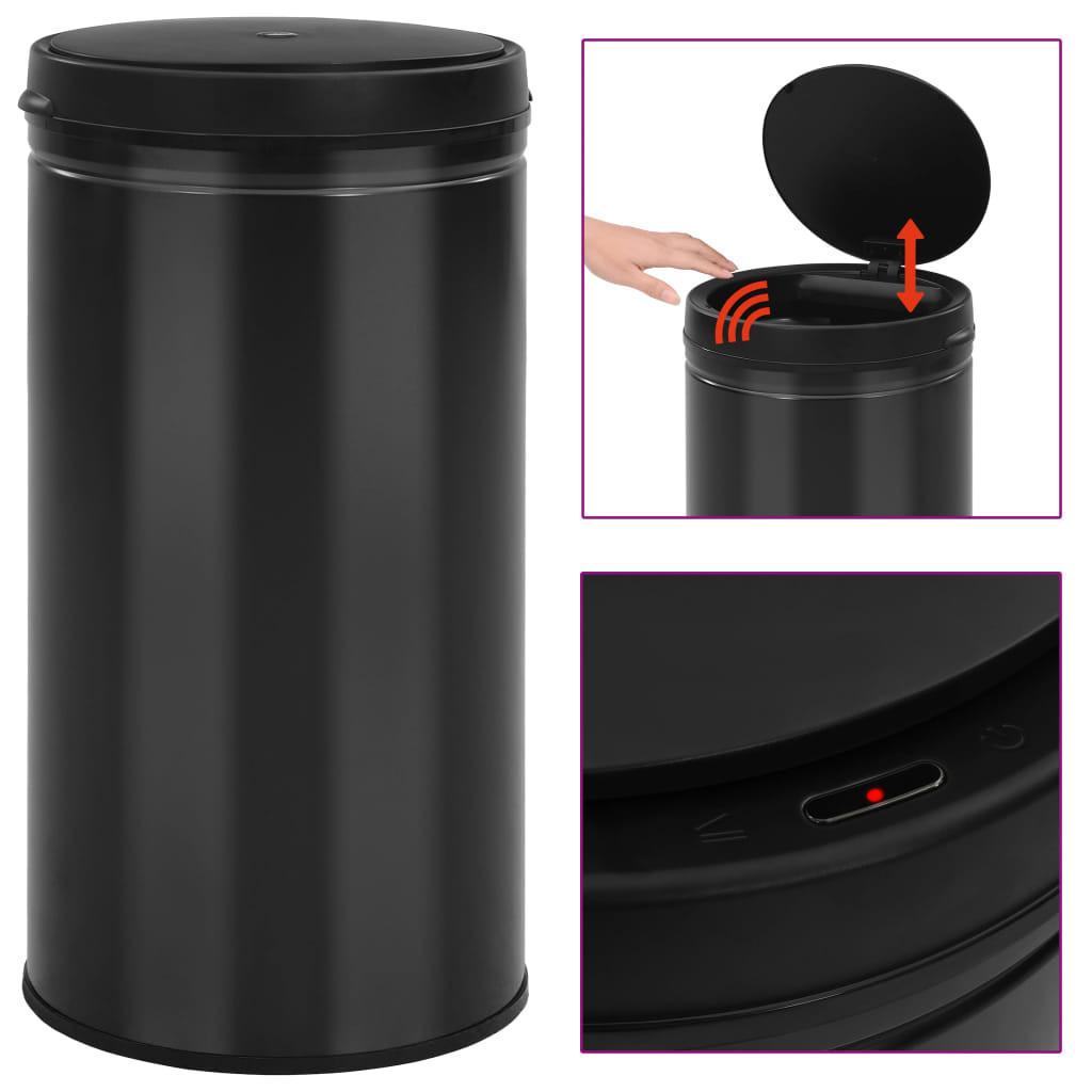 MÜLLEIMER mit Sensor 60L Schwarz Abfalleimer Automatik - Schwarz, Metall (36/66/36cm) - DELUKE