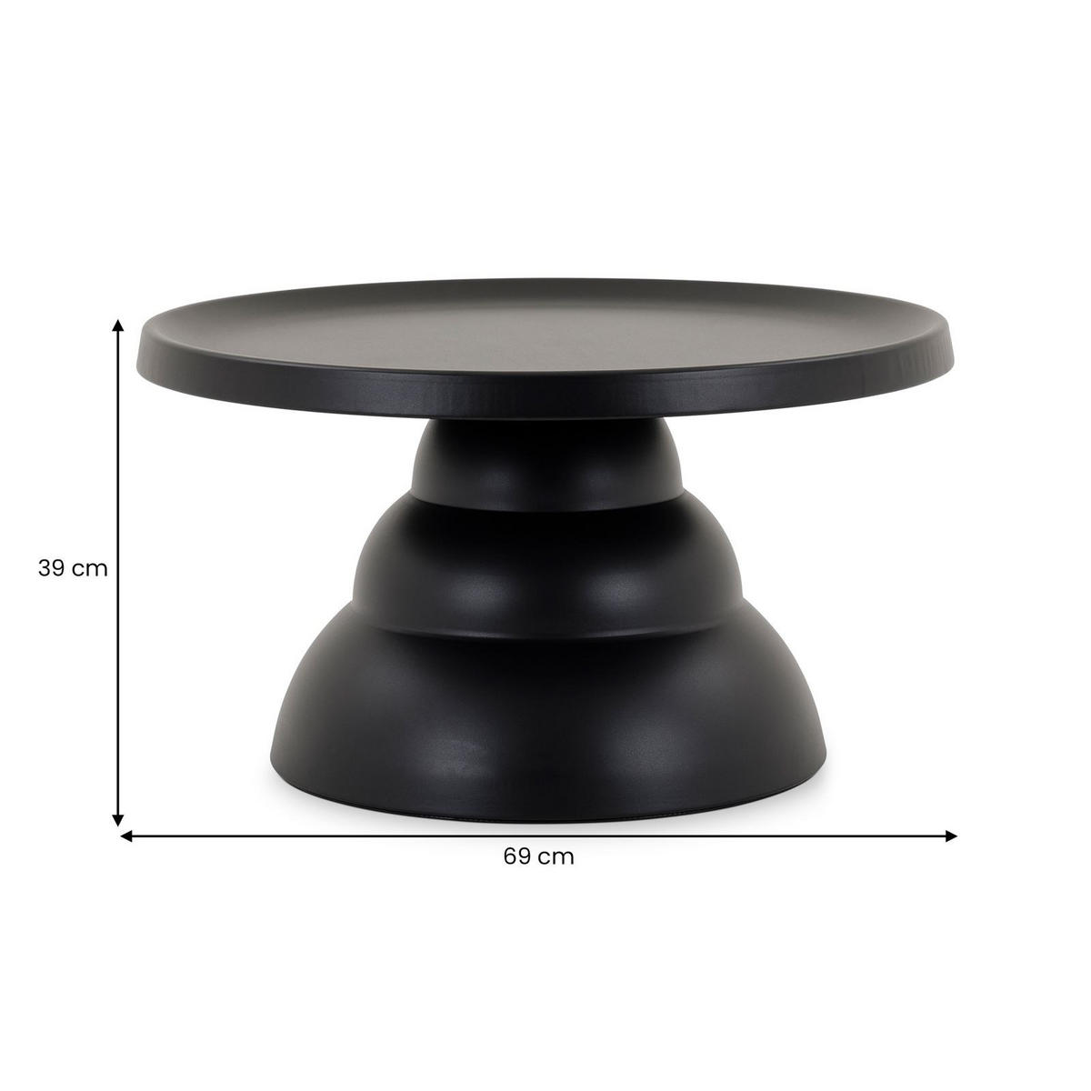 COUCHTISCH LORIS schwarz - Schwarz, Metall (70/70/39cm) - IDIMEX