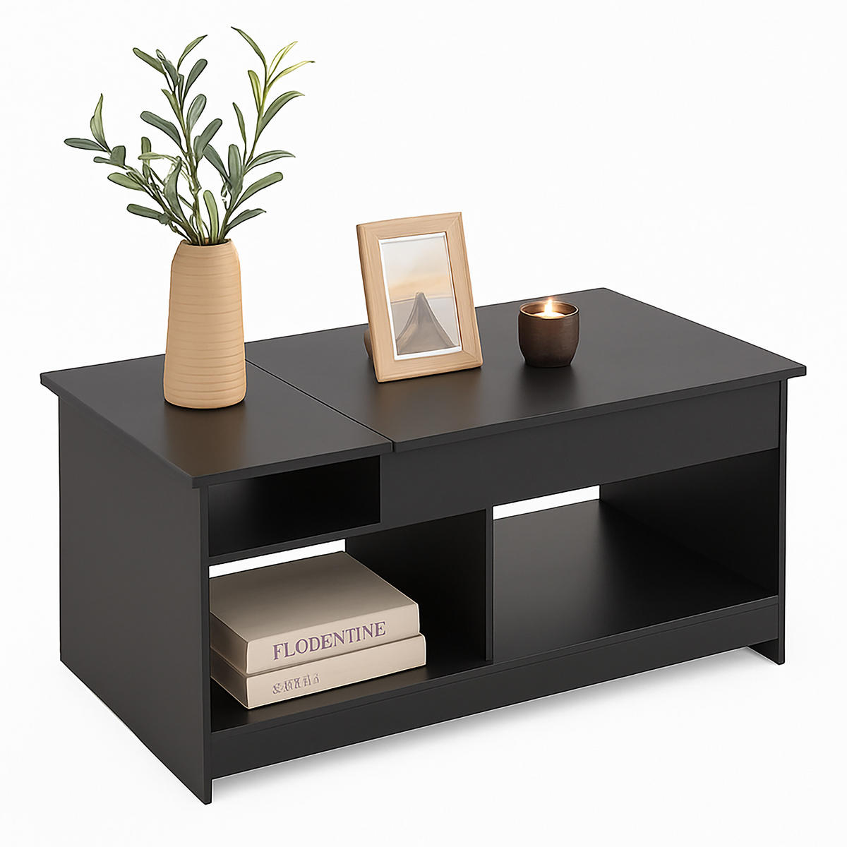 COUCHTISCH - Schwarz, Holzwerkstoff/Metall (50/110/50cm) - Relaxdays