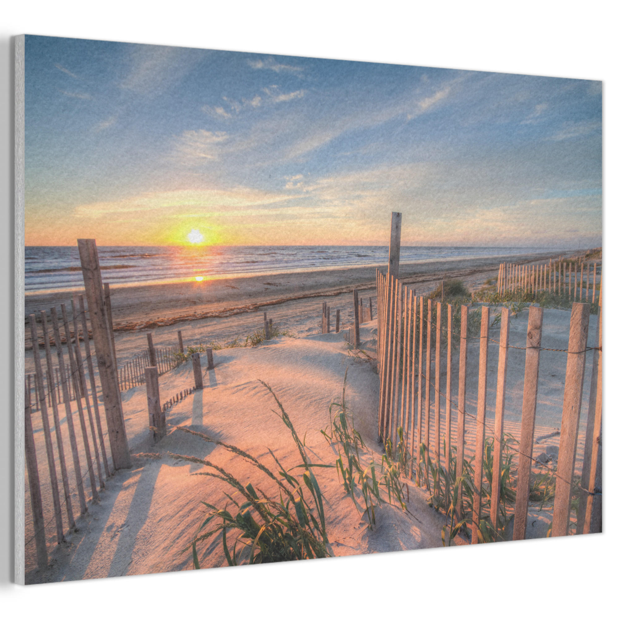 AKUSTIKBILD Strand - Meer - Düne - Sonnenuntergang - Landschaft Akustikpaneele 90x60 cm - Beige, Kunststoff (90/60/0.9cm) - MuchoWow