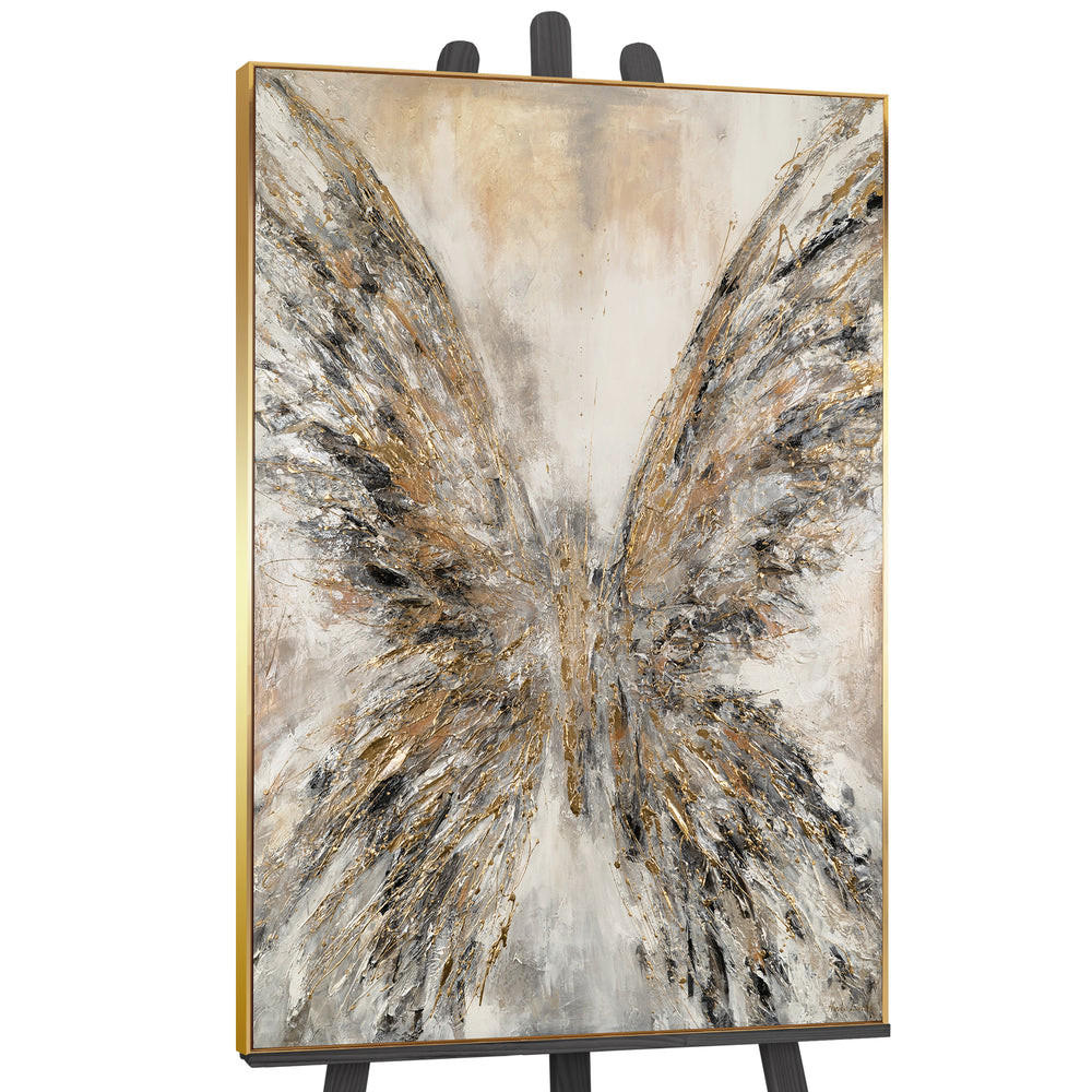 GEMÄLDE Goldene Flügel Schattenfugenrahmen Gold 140x100 cm - Goldfarben, Holz (140/100cm) - YS-art gallery