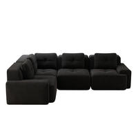 ECKSOFA aus Cord mit modularem Design Schwarz - Schwarz, Textil (104/382cm) - Modenvie