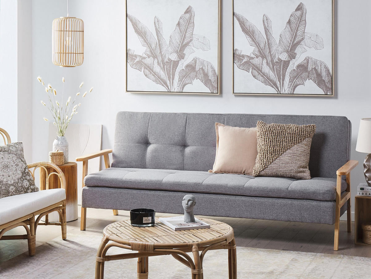 SCHLAFSOFA Polsterbezug Hellgrau Tjorn - Hellgrau, Textil (204/84/67cm) - Beliani