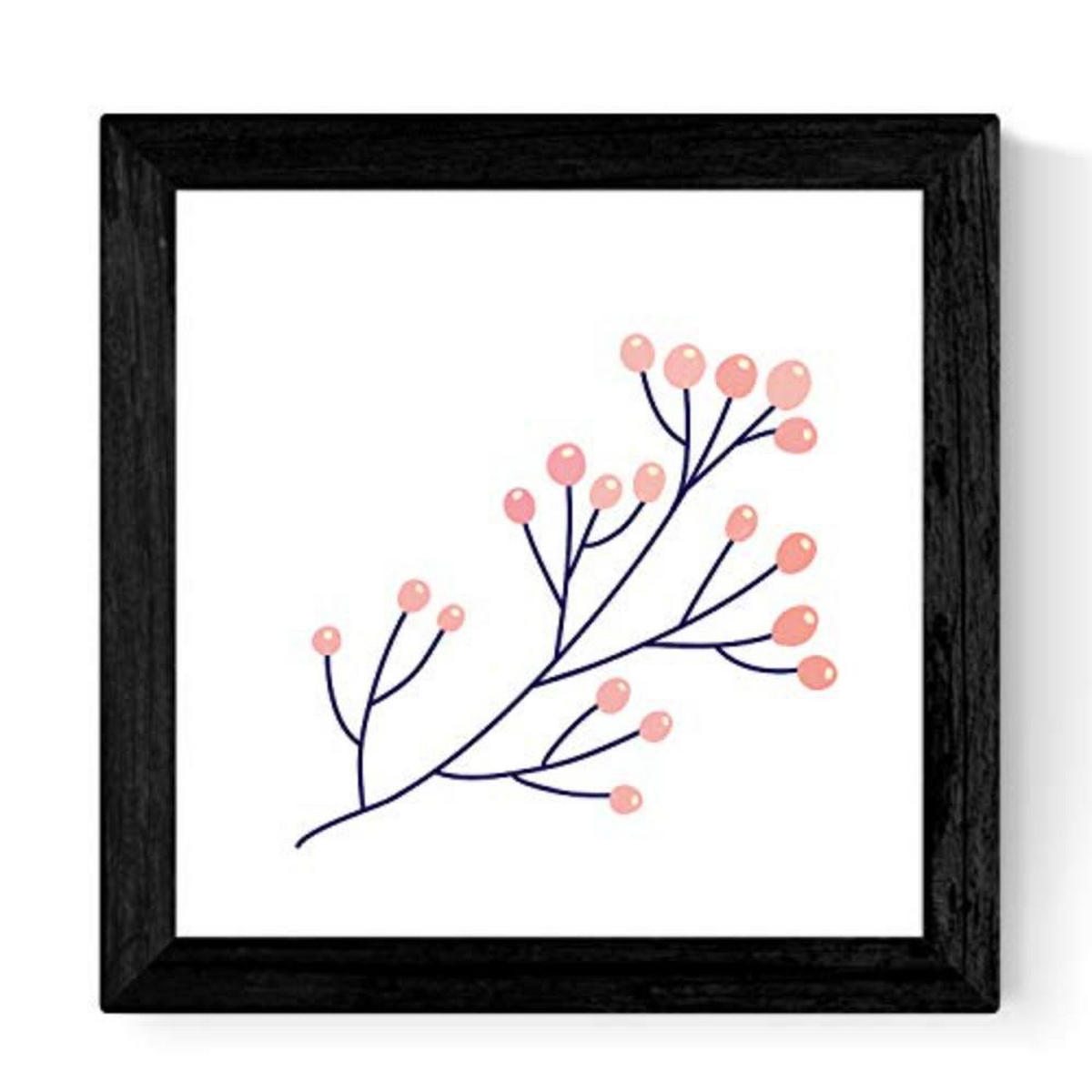 POSTER Set mit 4 Zweigen und Blumen Pastelltöne Nordische skandinavische 25x25 cm Rahmenlos - Klar, Papier (25/3cm) - Nacnic
