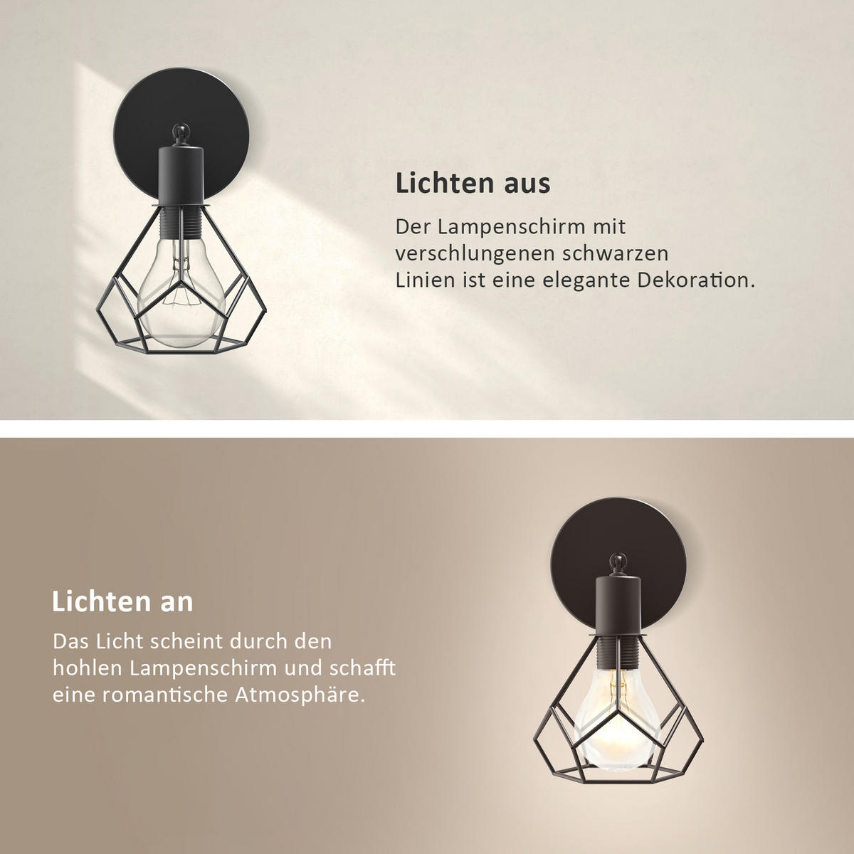 WANDLAMPE Industrial Schwarz Aus Eisen 12/20 cm - Schwarz, Metall (11.9/20/12cm) - EMKE