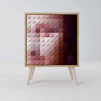SIDEBOARD CONSTRUCTIVE ART, Eichefarben, 57,5x42x77,5 cm, Schräge Buchenholzfüße - Eichefarben/Buchefarben, Holzwerkstoff/Buchenholz (57.5/77.5/42cm) - SpaceRebels