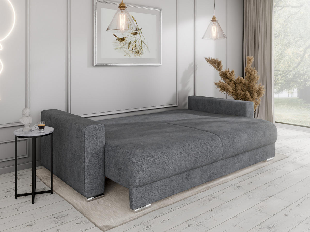 SCHLAFSOFA Calma mit Bettkasten 3-Sitzer modernen Stil, Dunkelgrau - Dunkelgrau, Holz (229/87/97cm) - Panda Möbel