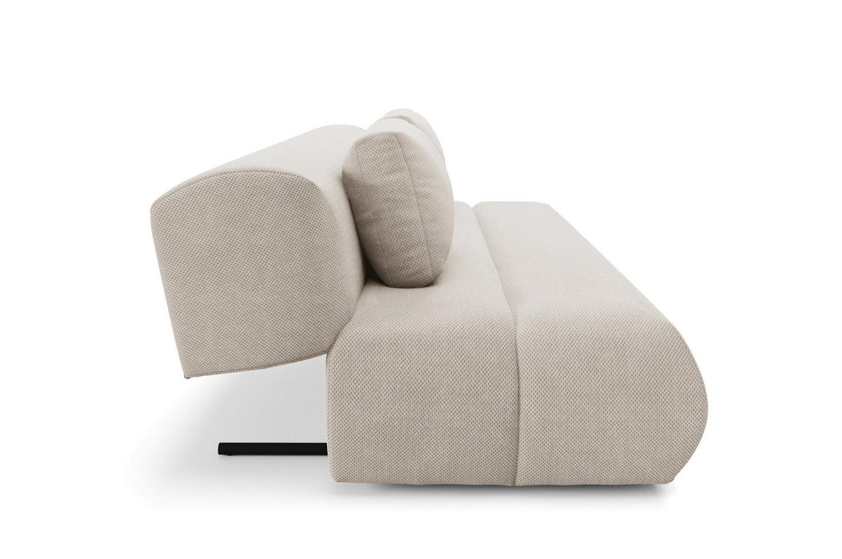 BETTSOFA ATOMO Beige Velours-Stoff mit Schlaffunktion - Beige, Holz (217/82/134cm) - MASSENO