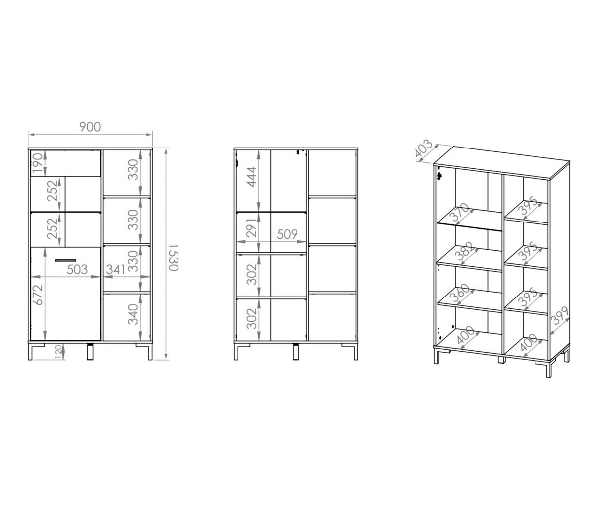 VITRINE NEVIO Beige 90x40x153 cm - Beige, Holzwerkstoff (90/153/40cm) - FURNLUX