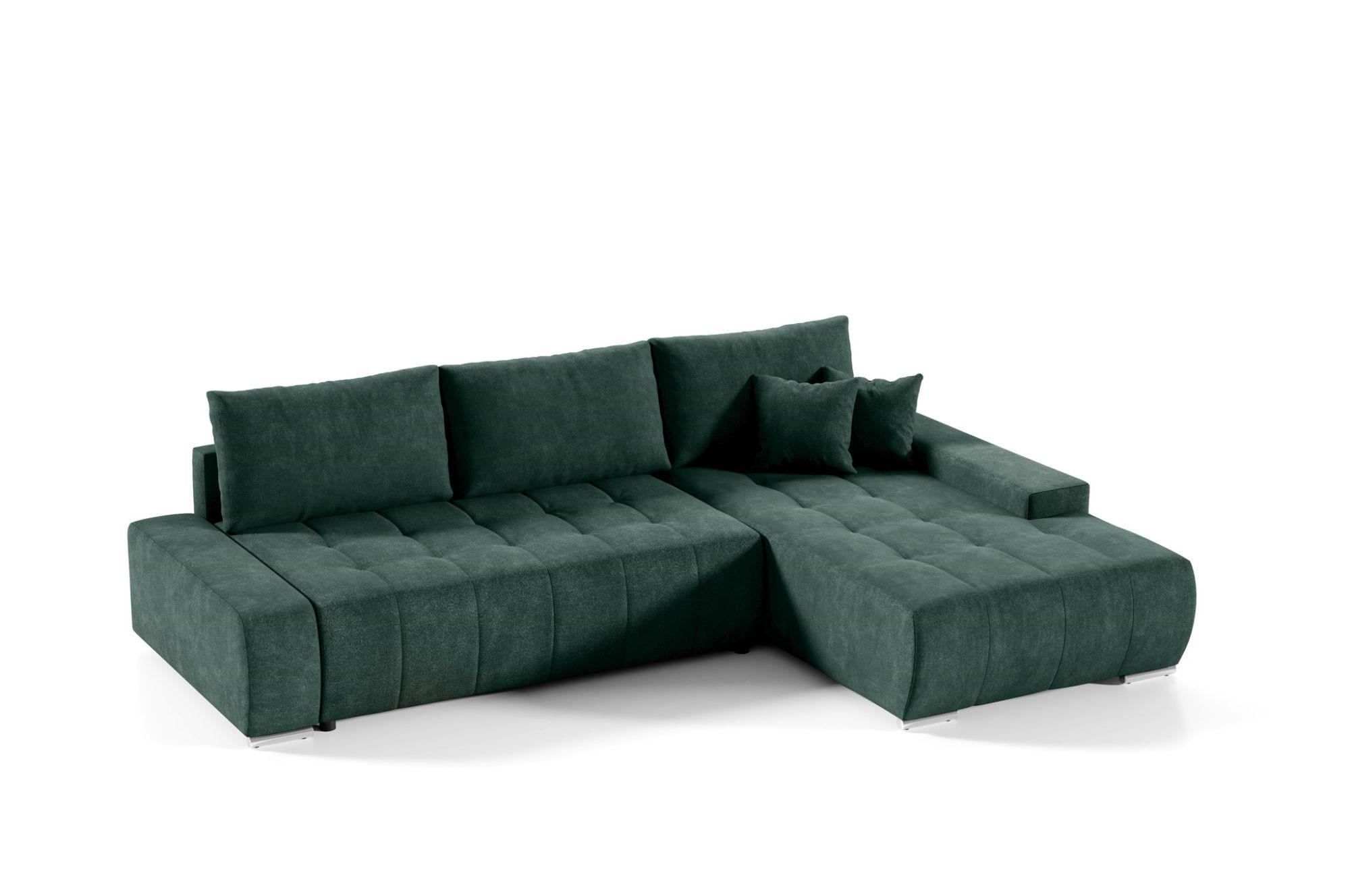 ECKSOFA Vogar In Aston - Dunkelgrün, Holzwerkstoff/Textil (265/185cm) - Fun Möbel
