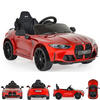 ELEKTROAUTO BMW M4 rot Fernbedienung EVA-Reifen 2 Motoren Musikfunktion - Rot, Kunststoff (110/74/49cm) - Moni