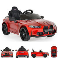 ELEKTROAUTO BMW M4 rot Fernbedienung EVA-Reifen 2 Motoren Musikfunktion - Rot, Kunststoff (110/74/49cm) - Moni