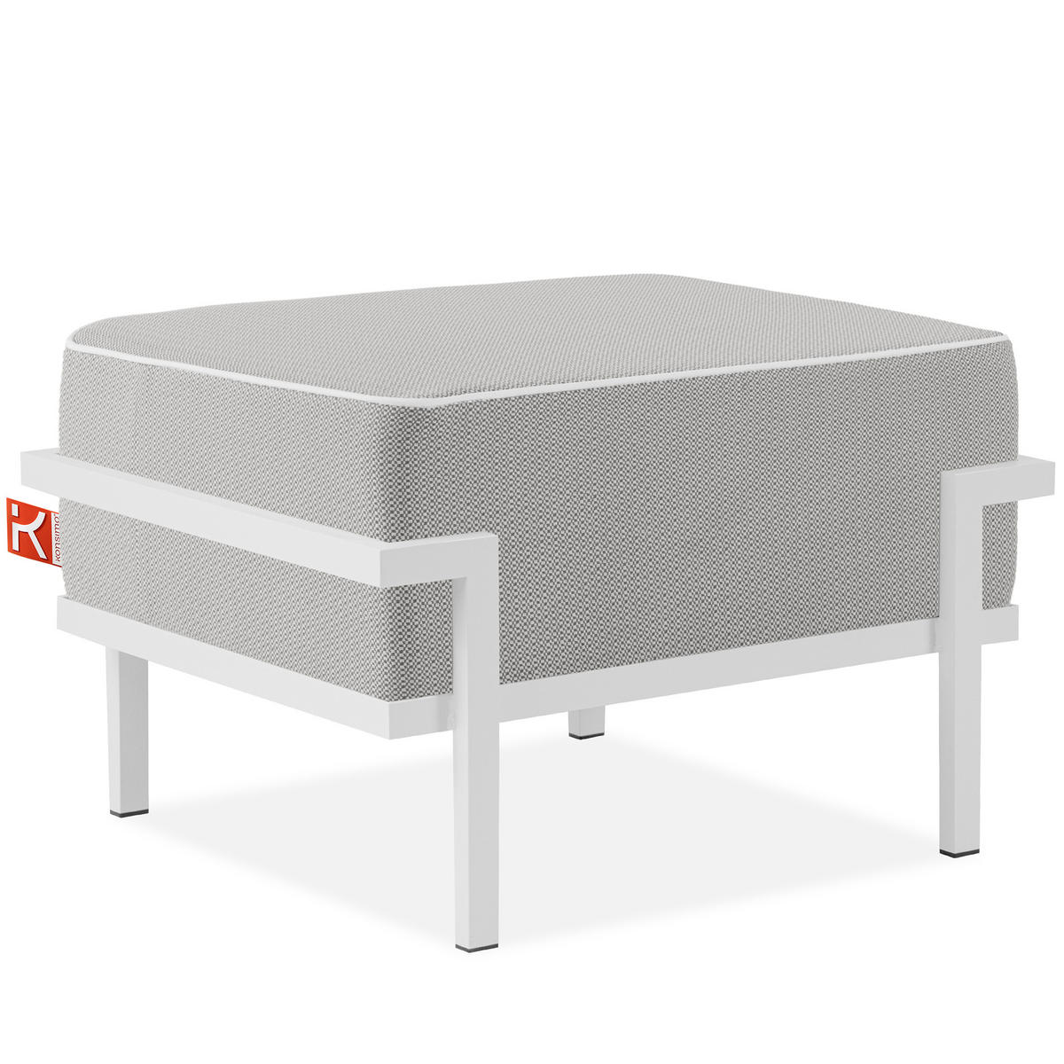 GARTENLOUNGE-HOCKER TRIGLO auf Metallfüßen, Modern, Weiß - Dunkelgrau/Weiß, Textil/Metall (69/44/54cm) - KONSIMO®