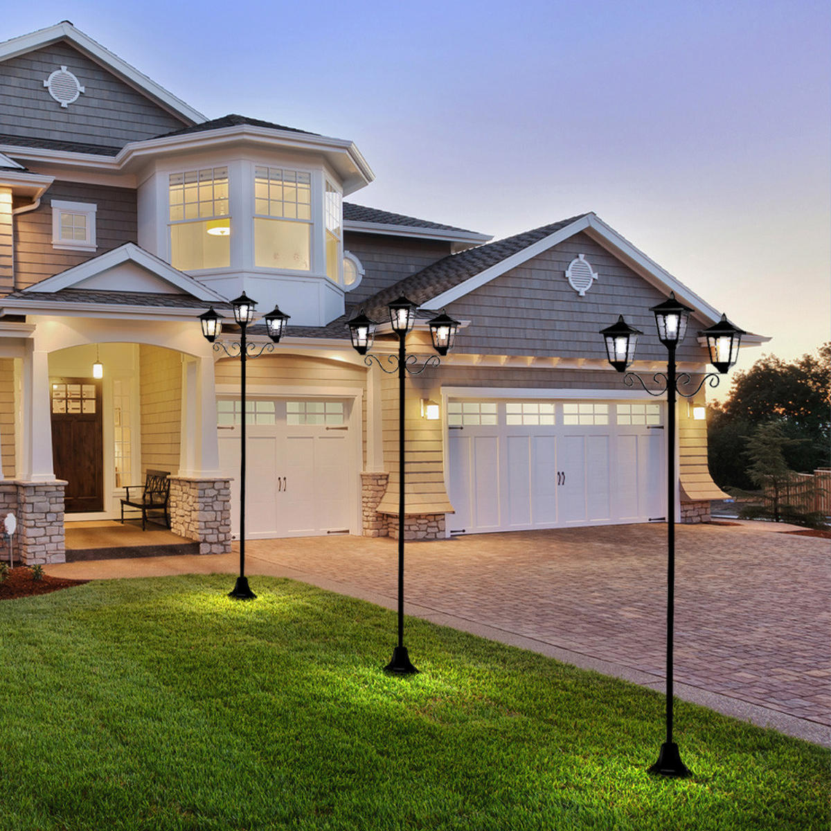 LED AUSSENLEUCHTE Solar Kandelaber Schwarz Metall - Schwarz, Glas (56/17.5/194cm)