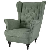 CHESTERFIELD-SESSEL Falco grün mit Wenge Holzbeinen - Waldgrün, Holz/Textil (82/102/92cm) - Beautysofa